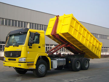HOWO 6X4 포가 이동할 수 있는 쓰레기 수거 트럭 황색 색깔 290/336/371hp